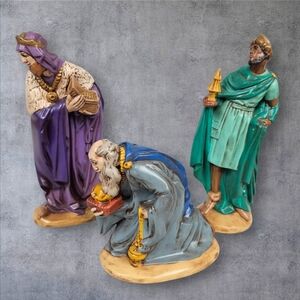 Vintage 70s Atlantic‎ Mold Hand Painted Three Wiseman Ceramic Figurines 11 Inch